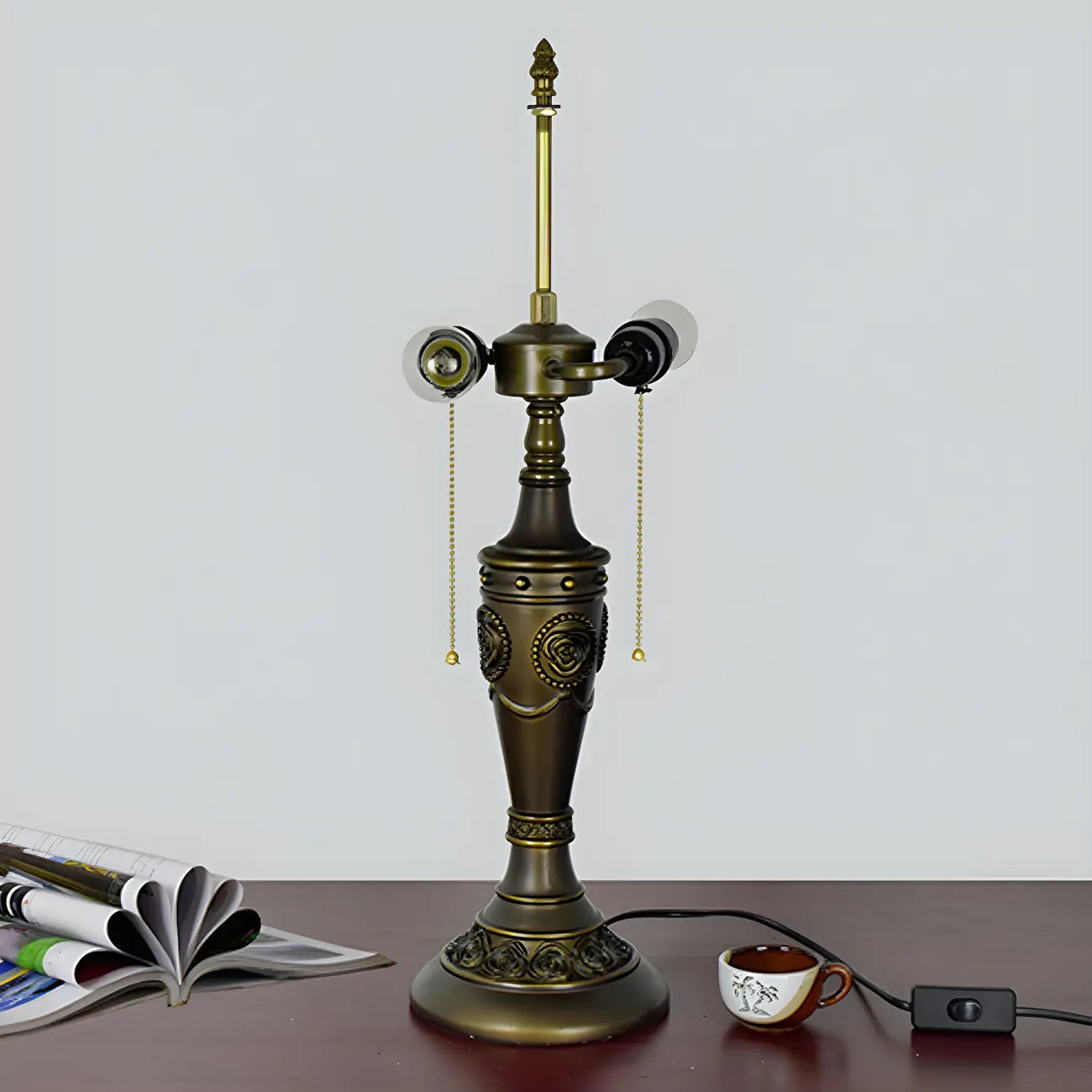 HomeyFad Lampe de table à 2 lumières dôme en verre inoxydable vintage