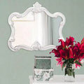 Miroir mural d'appoint 28"x32" brillant blanc avec cadre orné