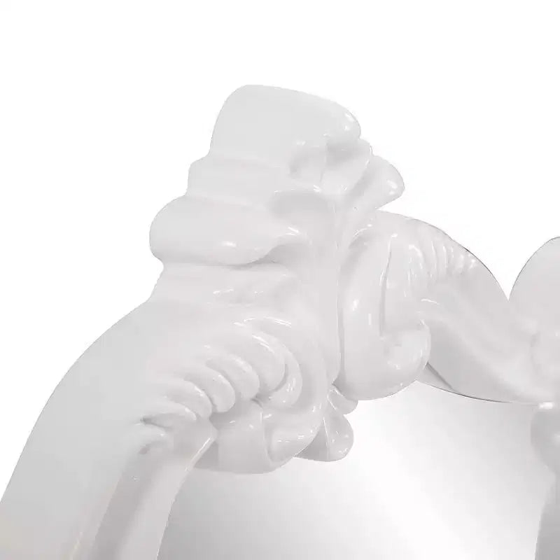 Miroir mural d'appoint 28"x32" brillant blanc avec cadre orné