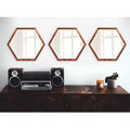 Miroir mural octogonal en bois, finition cuivre