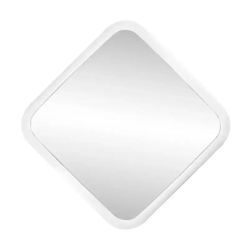 Miroir mural carré contemporain encadré incurvé, blanc 41,9 cm