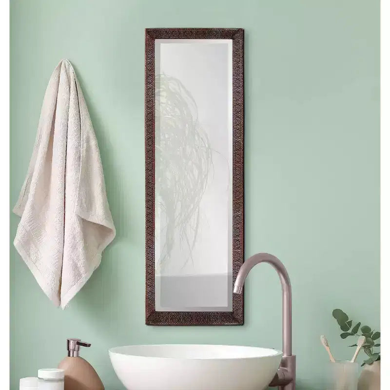 Miroir rectangulaire psyché 30x90 cm, cadre en métal bronze