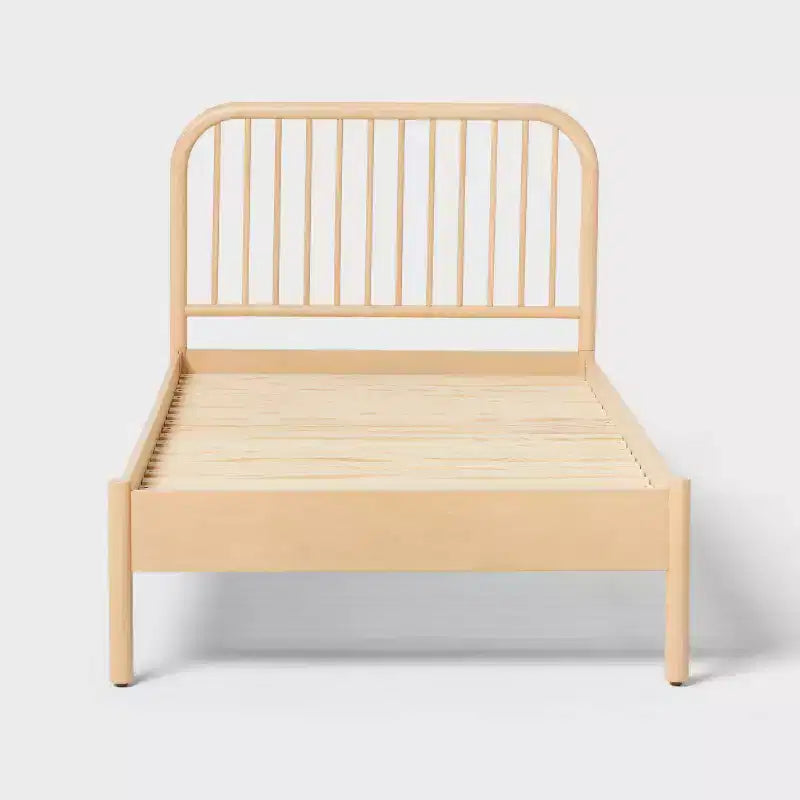 Lit plateforme double en bois naturel, cadre en hévéa pour enfants