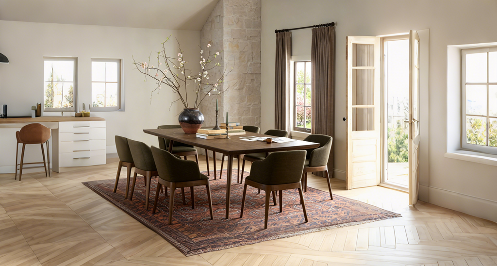 Table à manger rectangulaire du milieu du siècle en hévéa marron