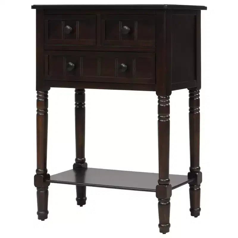 Console rectangulaire en bois de 23,7 pouces avec 3 tiroirs