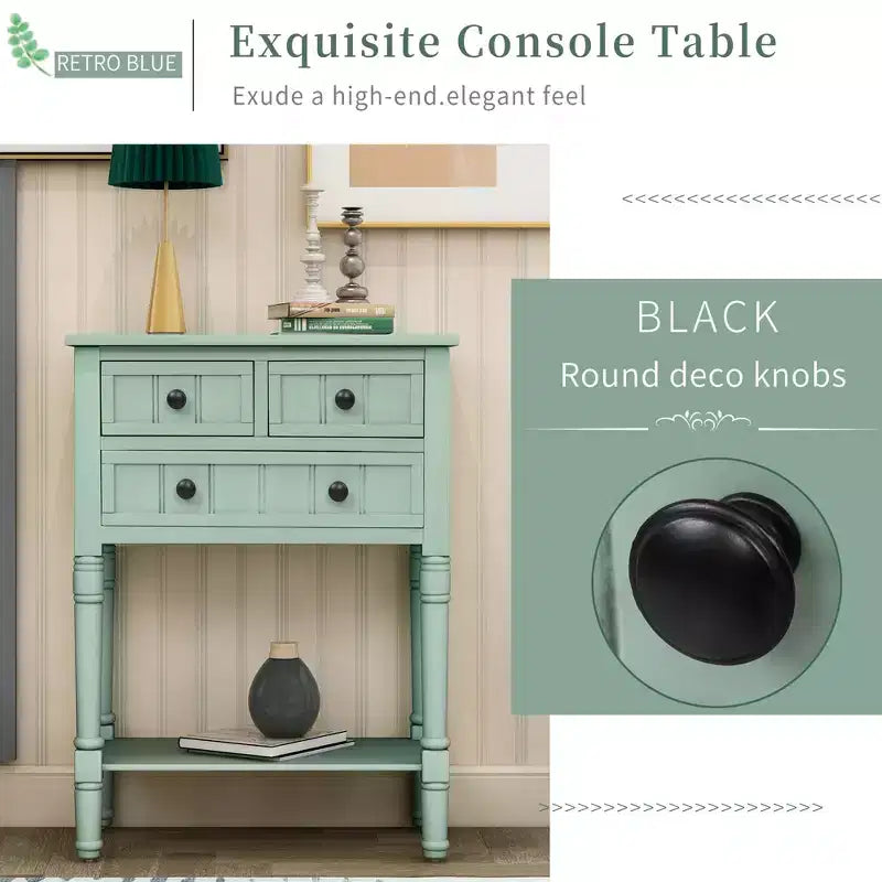 Console rectangulaire en bois de 23,7 pouces avec 3 tiroirs