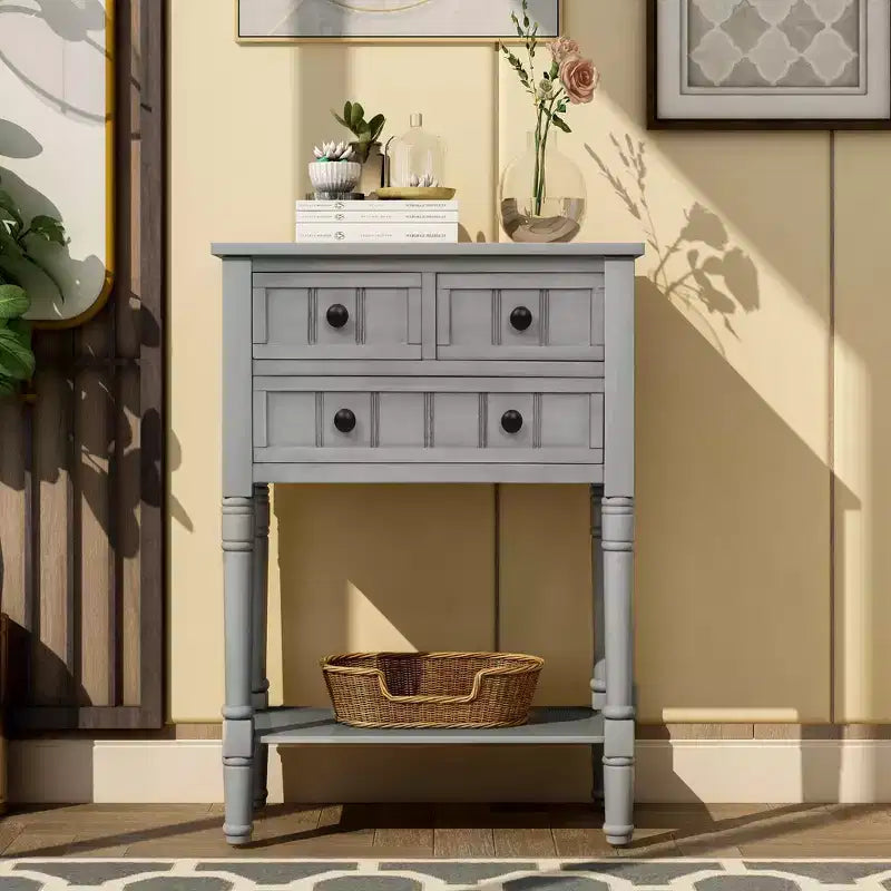 Console rectangulaire en bois de 23,7 pouces avec 3 tiroirs