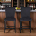 Lot de 2 tabourets de bar en bois noir et velours, hauteur comptoir, 63,5 cm