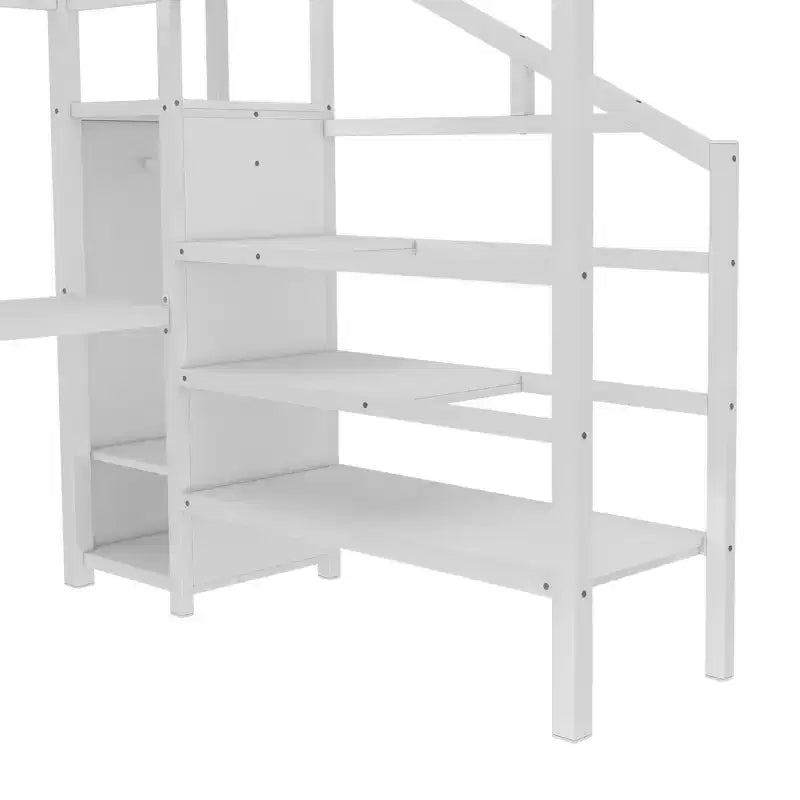 Lit superposé mezzanine en métal surélevé avec bureau en L, USB, armoire et LED, pour adultes, adolescents et enfants