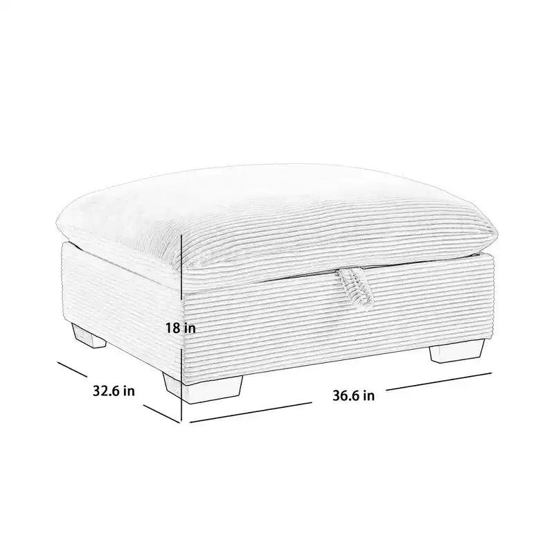 Banc de rangement ottoman carré en velours côtelé avec rangement caché, repose-pieds rembourré