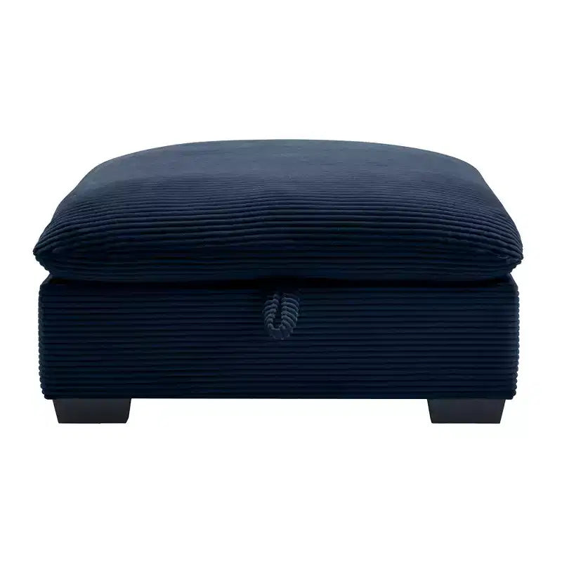 Banc de rangement ottoman carré en velours côtelé avec rangement caché, repose-pieds rembourré