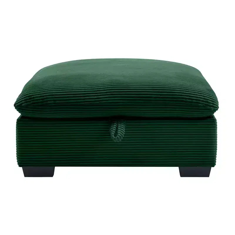 Banc de rangement ottoman carré en velours côtelé avec rangement caché, repose-pieds rembourré
