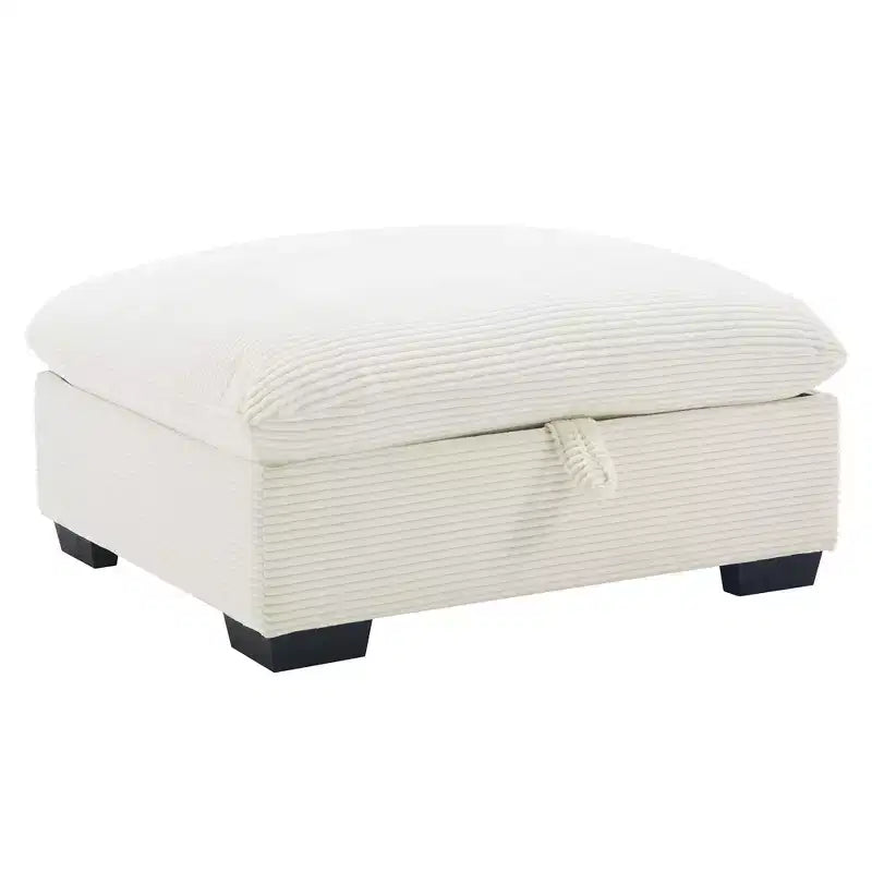 Banc de rangement ottoman carré en velours côtelé avec rangement caché, repose-pieds rembourré