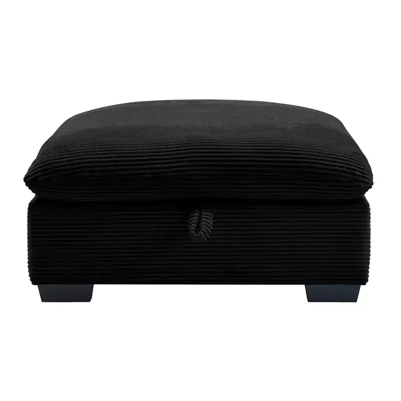Banc de rangement ottoman carré en velours côtelé avec rangement caché, repose-pieds rembourré