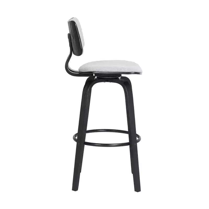Chaise de bar pivotante de 30 po à dossier bas en tissu gris clair et noir