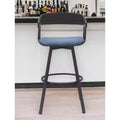 Chaise de bar pivotante en tissu bleu et noir de 31 po avec accoudoirs