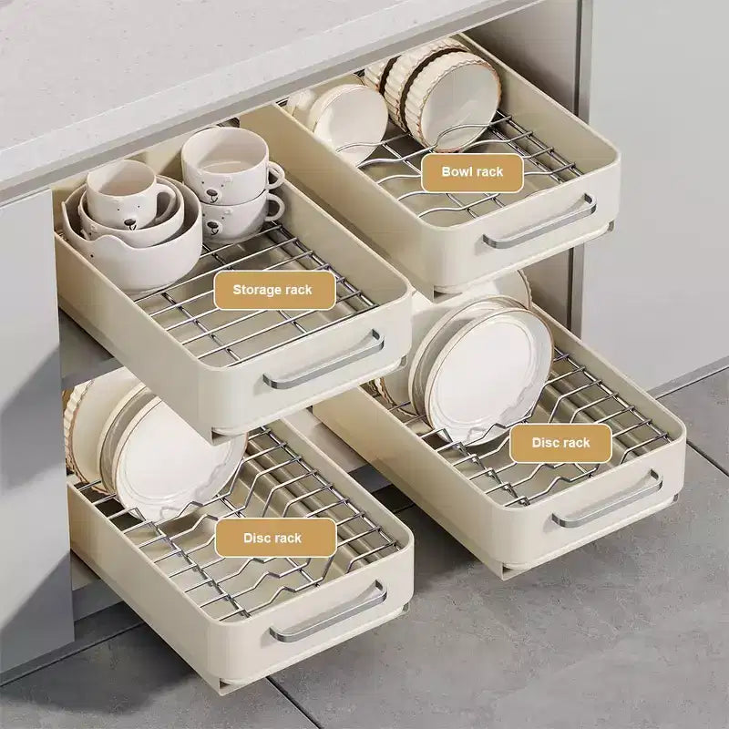 Égouttoir à vaisselle, tiroir coulissant pour armoire de cuisine, étagère de rangement coulissante en métal pour salle de bain et salon