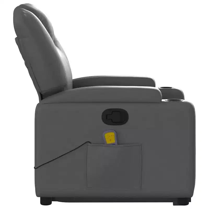 Fauteuil inclinable de massage Power Lift, en similicuir avec porte-gobelets, gris