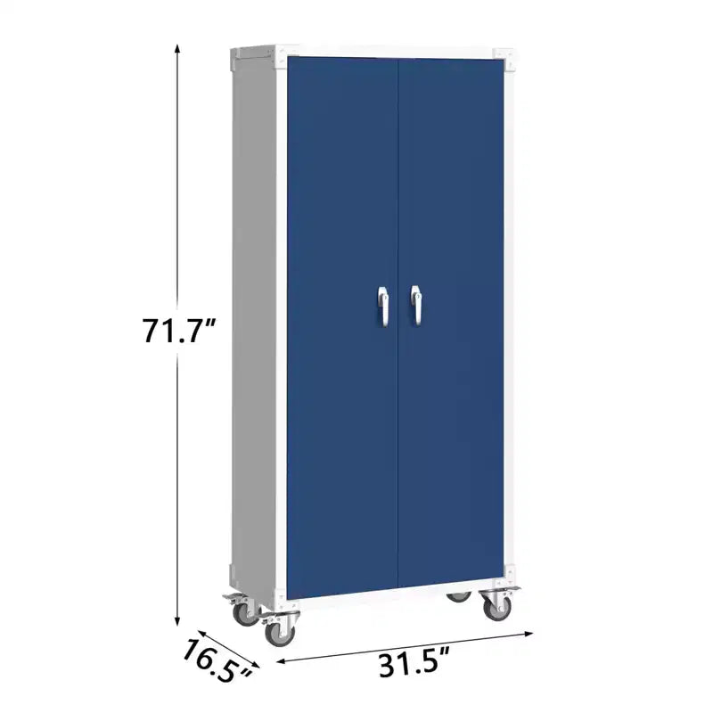 Meuble de rangement roulant en métal robuste de 71,7" avec étagères réglables
