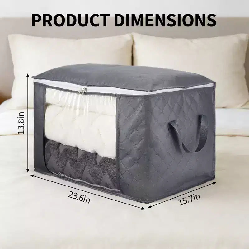Lot de 6 sacs de rangement pliables en tissu non tissé avec fenêtre transparente, grande capacité, poignées et fermetures éclair bidirectionnelles pour placard de chambre