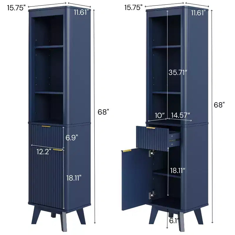 Meuble de rangement haut de salle de bain moderne avec tiroir et porte, bois