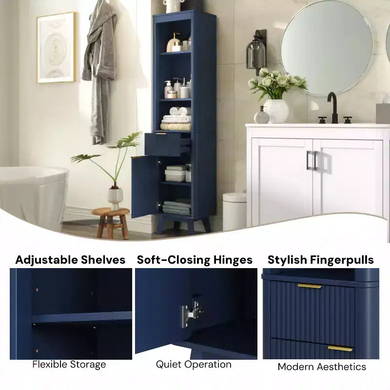 Meuble de rangement haut de salle de bain moderne avec tiroir et porte, bois