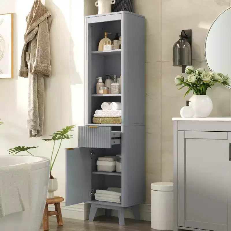 Meuble de rangement haut de salle de bain moderne avec tiroir et porte, bois