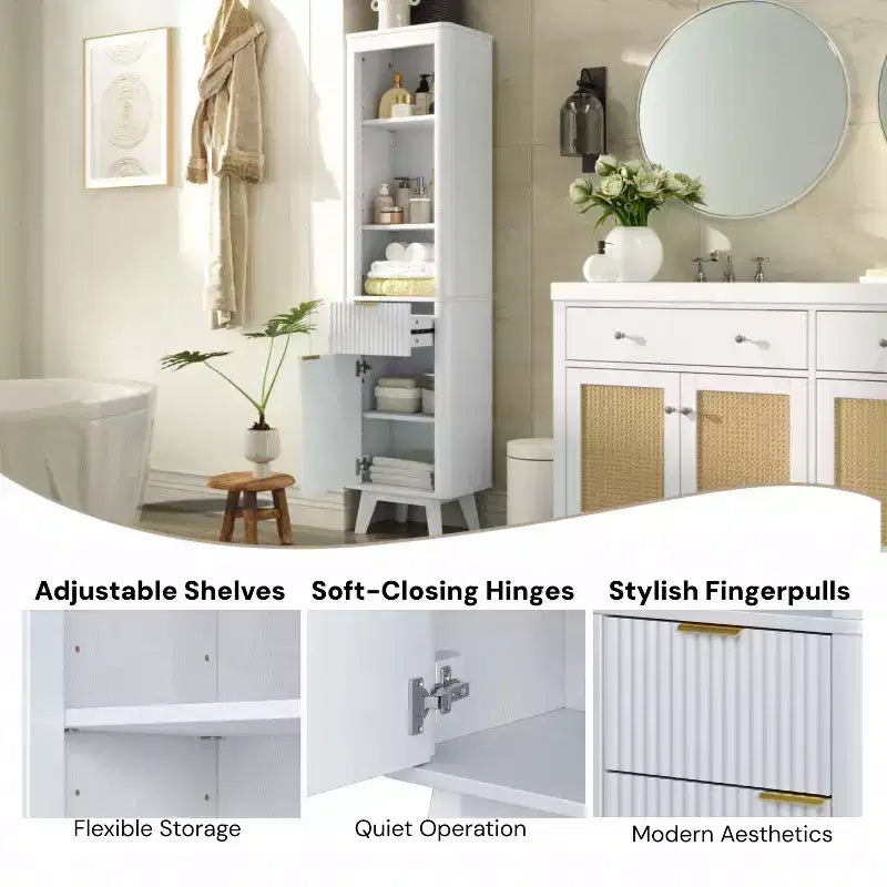 Meuble de rangement haut de salle de bain moderne avec tiroir et porte, bois