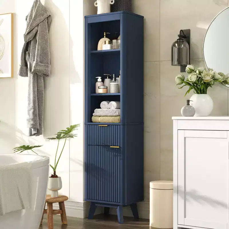 Meuble de rangement haut de salle de bain moderne avec tiroir et porte, bois