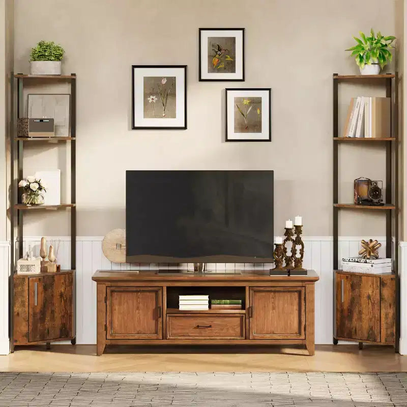 Étagère d'angle à 5 niveaux, organisateur de rangement 58" en métal et bois, blanc
