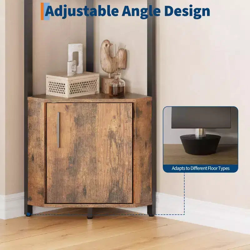 Étagère d'angle à 5 niveaux, organisateur de rangement 58" en métal et bois, blanc