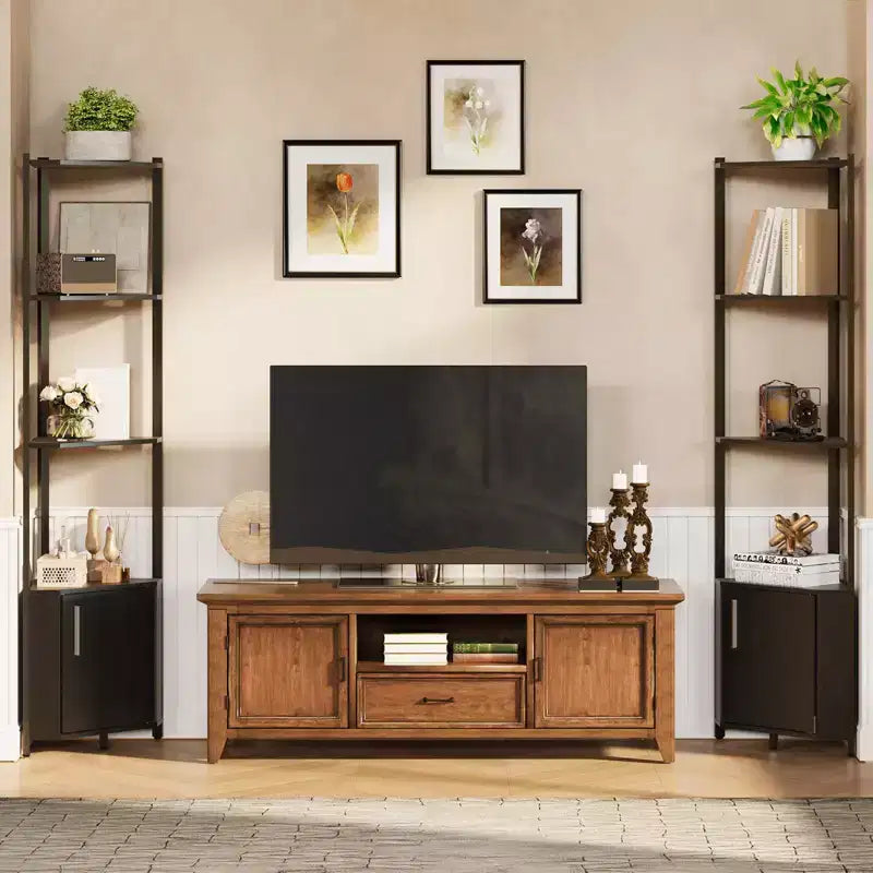 Étagère d'angle à 5 niveaux, organisateur de rangement 58" en métal et bois, blanc