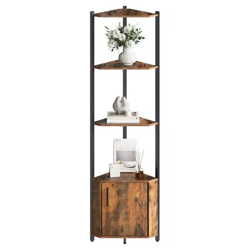 Étagère d'angle à 5 niveaux, organisateur de rangement 58" en métal et bois, blanc