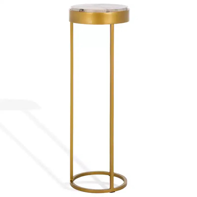 Table d'appoint à plateau en pierre et piètement en métal doré