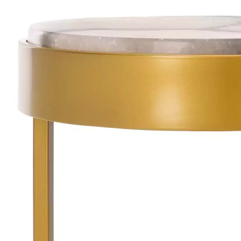 Table d'appoint à plateau en pierre et piètement en métal doré