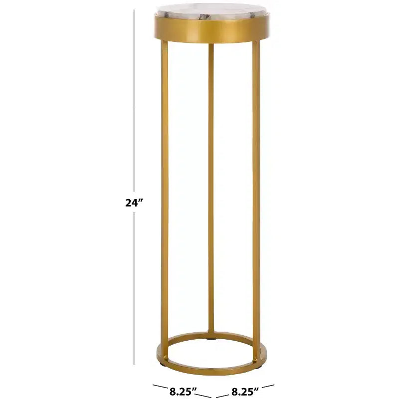 Table d'appoint à plateau en pierre et piètement en métal doré