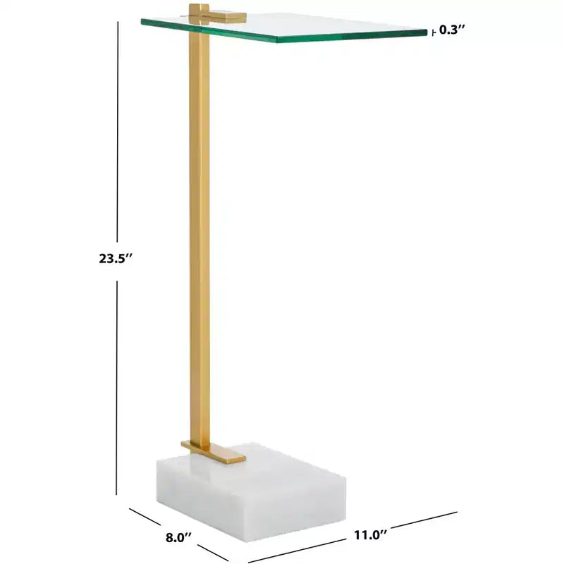 Table d'appoint avec base en marbre, blanche et dorée