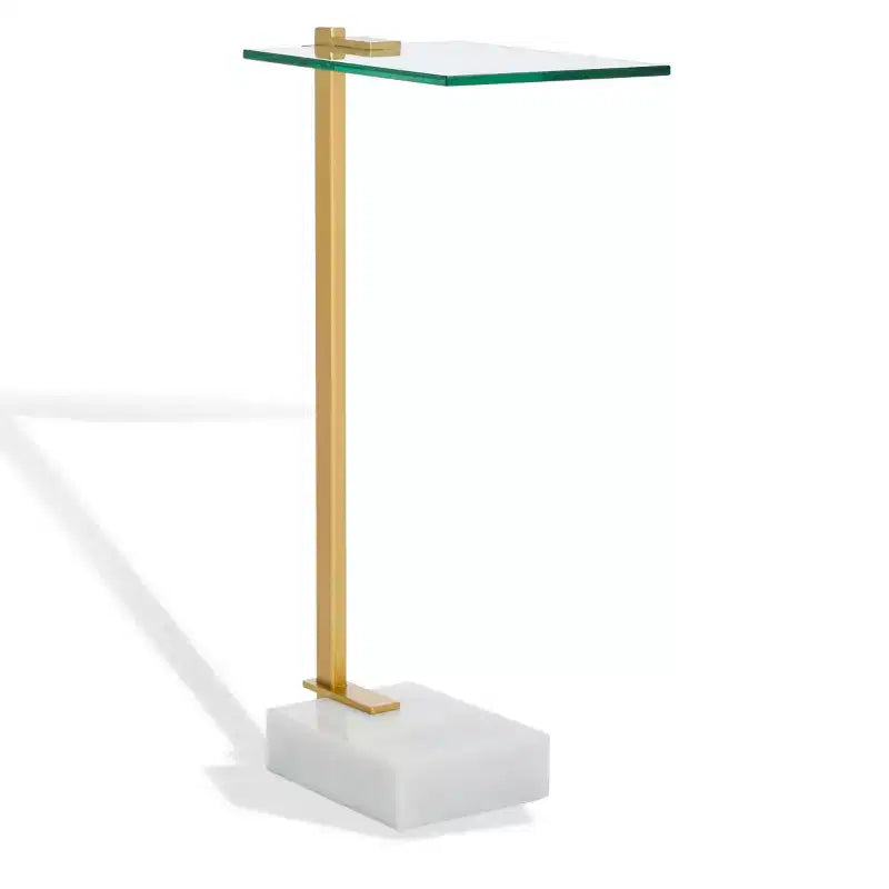 Table d'appoint avec base en marbre, blanche et dorée