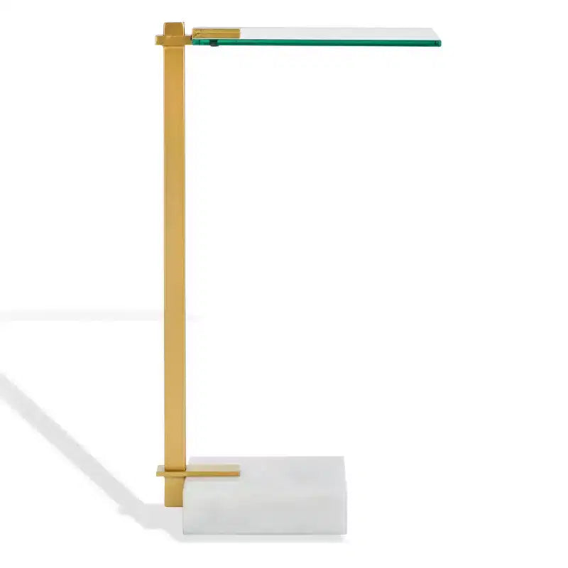 Table d'appoint avec base en marbre, blanche et dorée