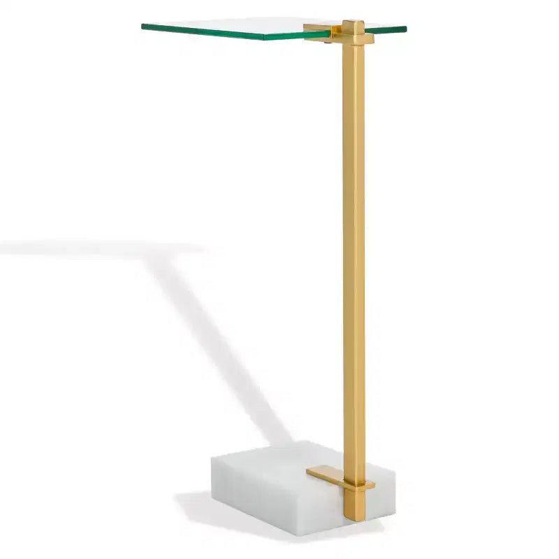 Table d'appoint avec base en marbre, blanche et dorée