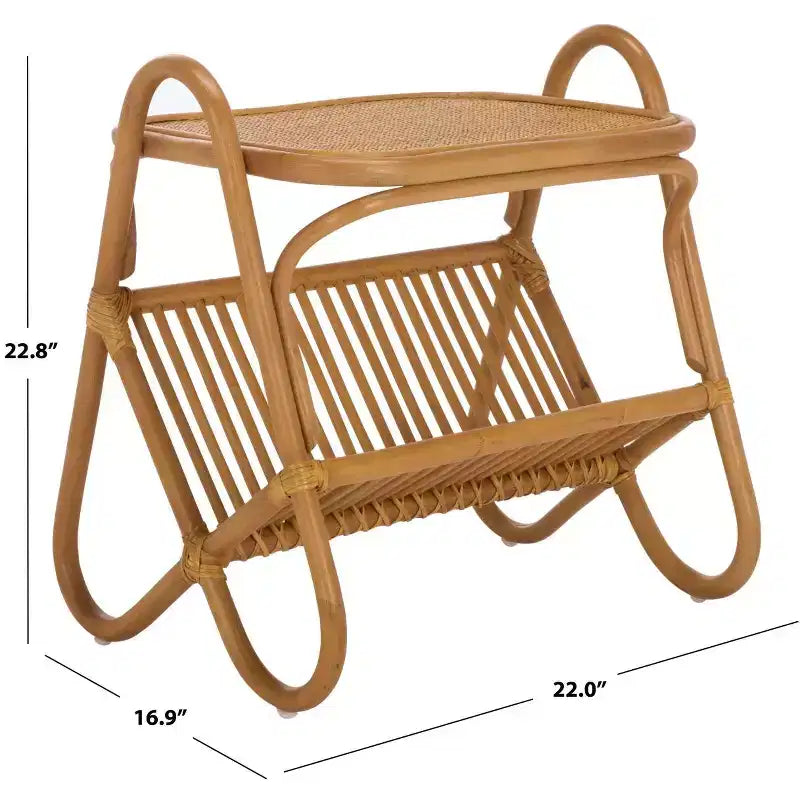 Table d'appoint porte-revues en rotin, naturel