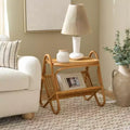Table d'appoint porte-revues en rotin, naturel