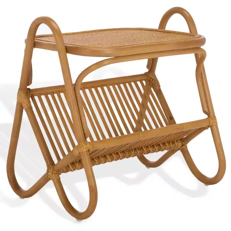 Table d'appoint porte-revues en rotin, naturel