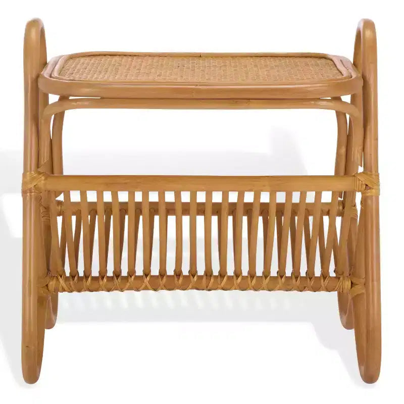 Table d'appoint porte-revues en rotin, naturel