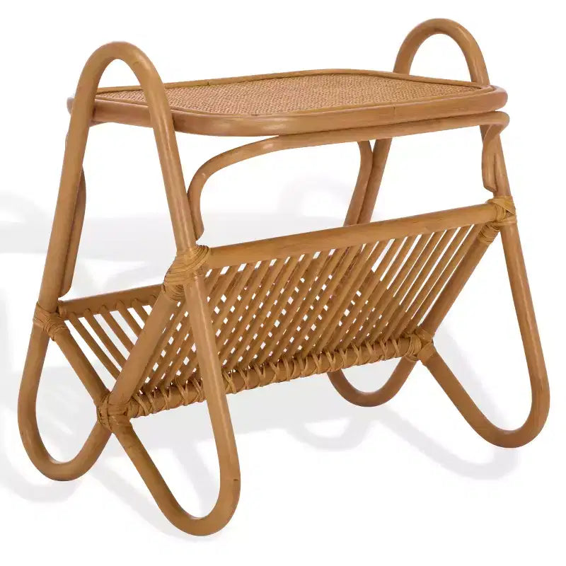 Table d'appoint porte-revues en rotin, naturel