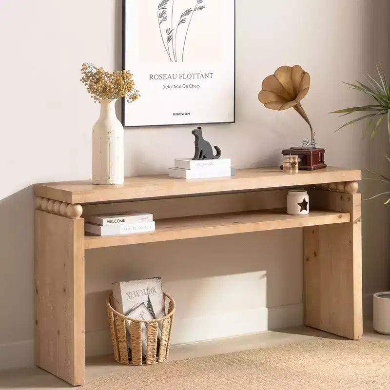 Console moderne en bois de style ferme, 150 cm, marron
