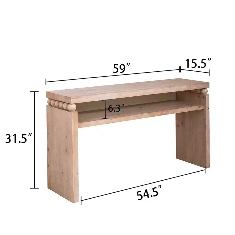 Console moderne en bois de style ferme, 150 cm, marron