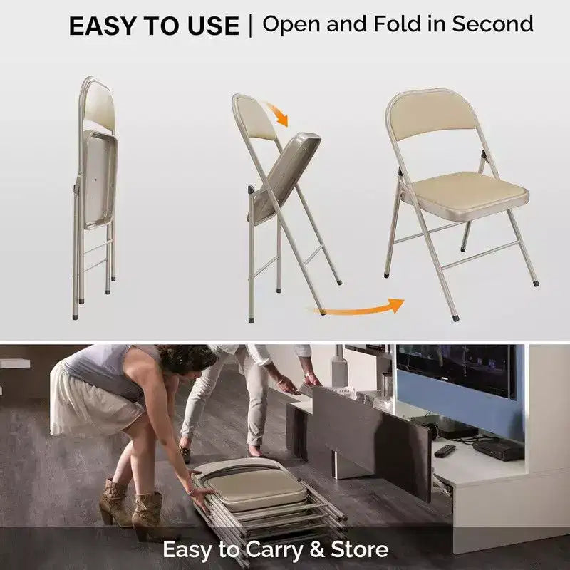 Lot de 2 chaises pliantes avec sièges rembourrés