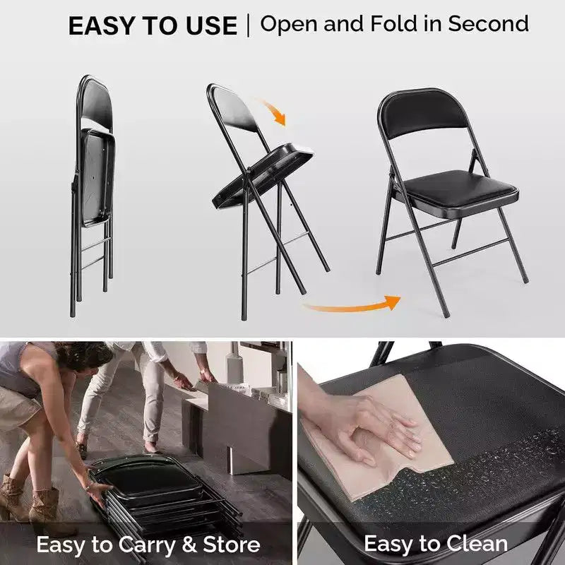 Lot de 2 chaises pliantes avec sièges rembourrés