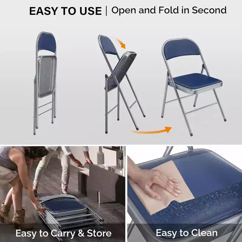 Lot de 2 chaises pliantes avec sièges rembourrés